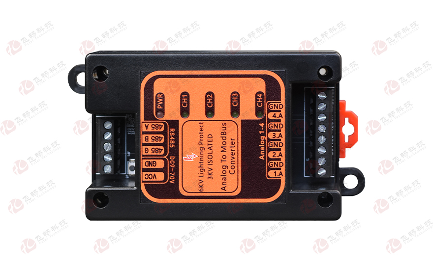 HJCA16海角官网科技-工业级 轨式4路模拟量输入 ModBus RTU