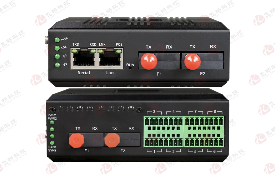 HJCA16海角官网科技-工业轨式 16路DIDO AIAO 光纤自愈环网  ModBus RTU&TCP 采集器